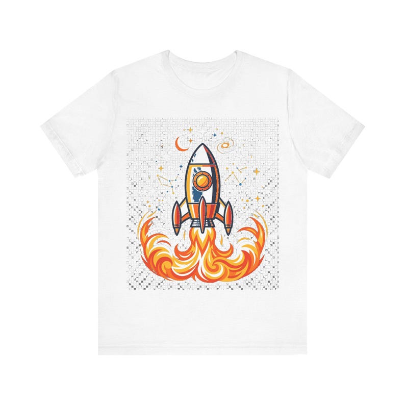 Space Rocket Launching Stars - Tshirt image 1