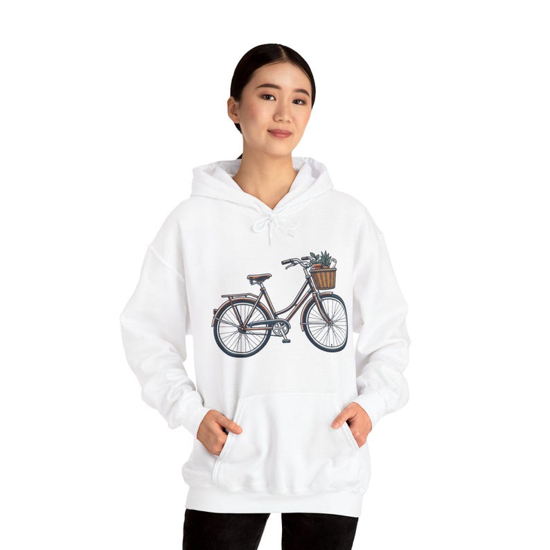 Vintage Bicycle With Basket - Hoodie image 6