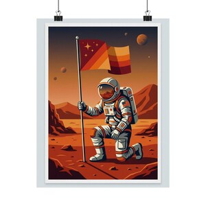 Astronaut Planting Flag On Mars - Poster image 1
