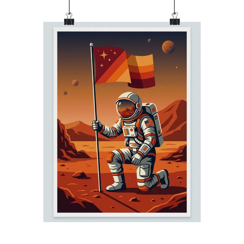 Astronaut Planting Flag On Mars - Poster image 1