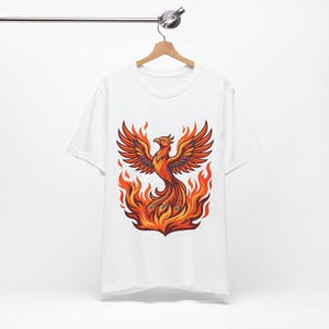 Mystical Phoenix Rising From Flames - Tshirt image 3
