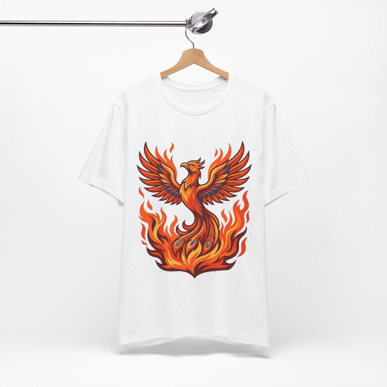 Mystical Phoenix Rising From Flames - Tshirt image 3