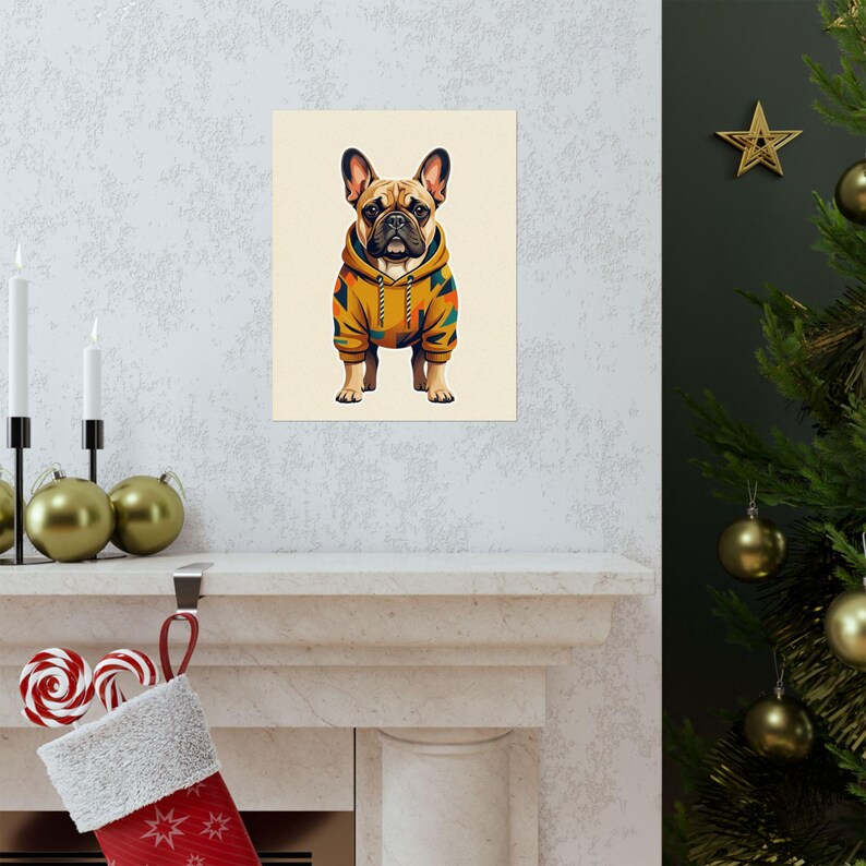 French Bulldog Wearing Hoodie - Poster image 7