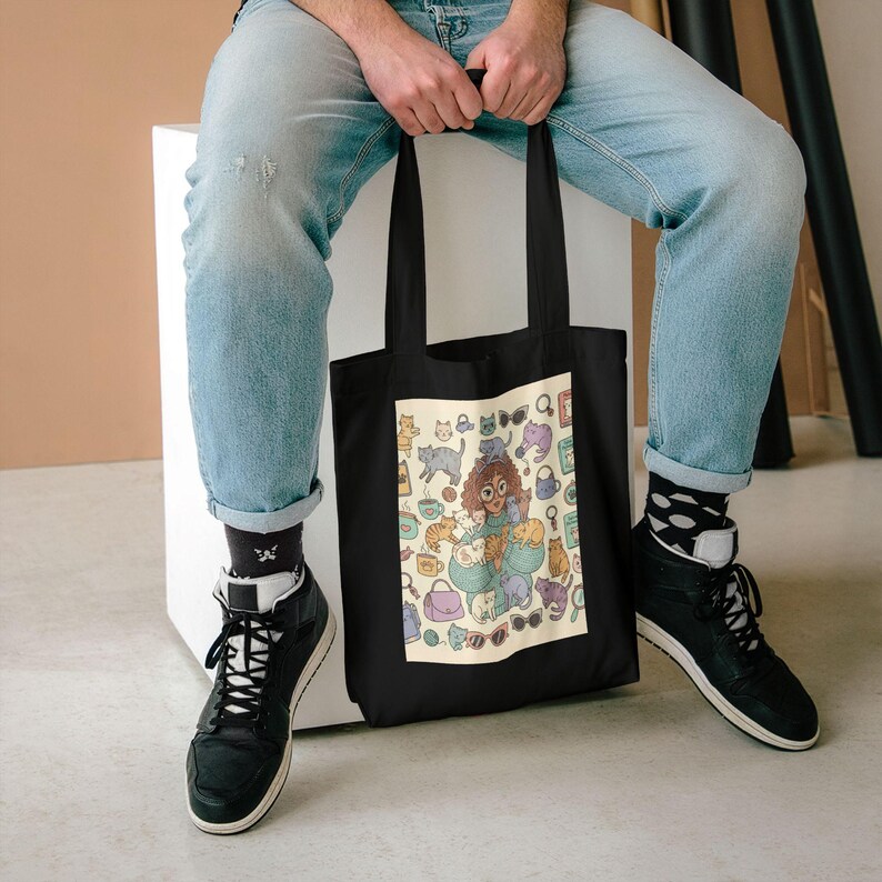 Crazy Cat Lady Tote Bag, Funny Cat Lover Gift, Cat Themed Canvas Bag, Cat Mom Purse, Kitten Accessories for Women image 5