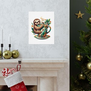 Cute Sloth Hanging On Coffee Cup - Poster zdjęcie 7