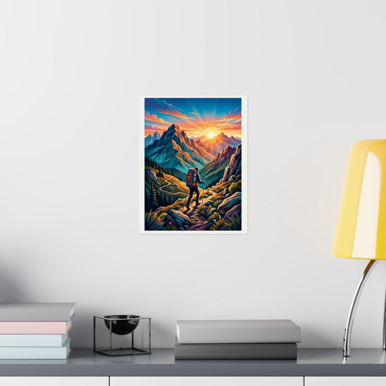 Mountain Sunrise Hiker - Poster Bild 8