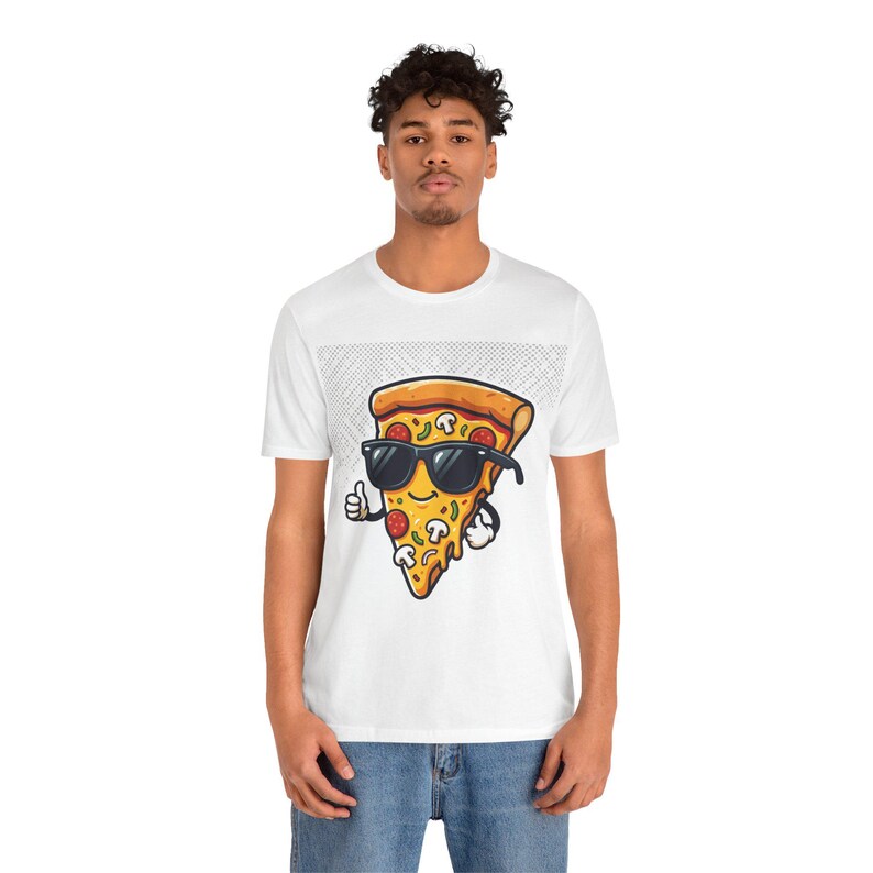 Funny Pizza Slice Wearing Sunglasses - Tshirt image 3