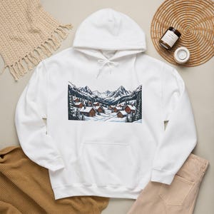 Alpine Chalet In Winter Snow - Hoodie image 4