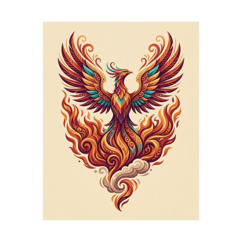 Mystical Phoenix Rising From Flames - Poster image 2