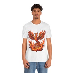 Mystical Phoenix Rising From Flames - Tshirt image 6