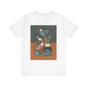 Sarcastic Cat Owner Coffee Addict T-Shirt, Funny Cat Lover Shirt, Coffee & Cat Gift, Cute Cat Mom Tee image 1