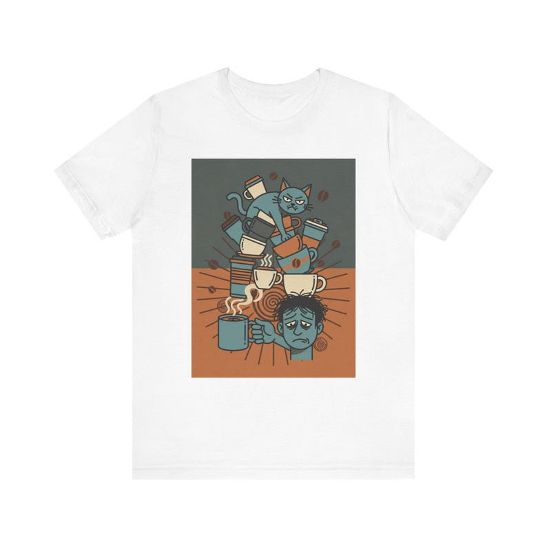 Sarcastic Cat Owner Coffee Addict T-Shirt, Funny Cat Lover Shirt, Coffee & Cat Gift, Cute Cat Mom Tee image 1