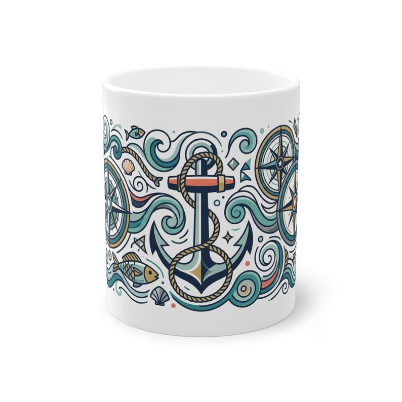 Nautical Anchor And Compass - Mug afbeelding 1