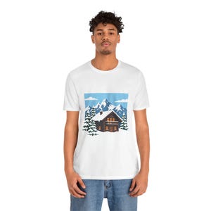 Alpine Chalet In Winter Snow - Tshirt image 6