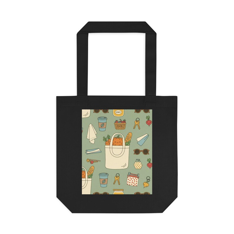 Farmers Market Vibes Tote Bag, Reusable Grocery Shopping Bag, Canvas Market Tote, Eco-Friendly Bag image 1