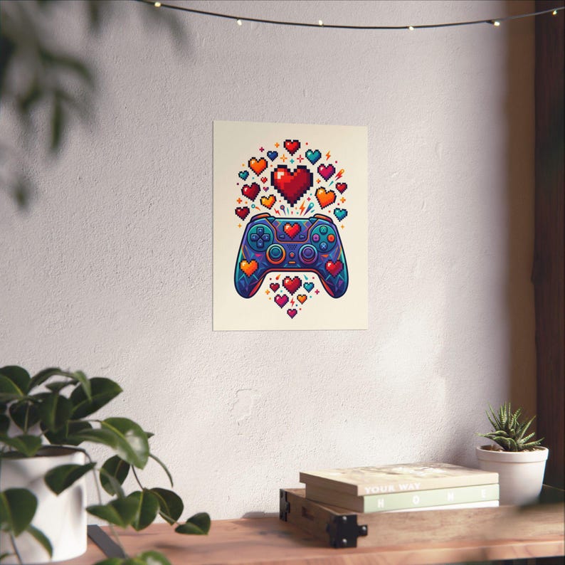 Gamer Controller Pixel Hearts - Poster imagen 6