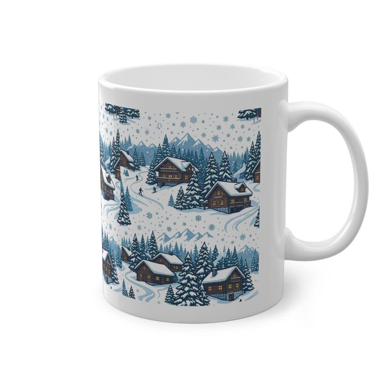 Alpine Chalet In Winter Snow - Mug afbeelding 3