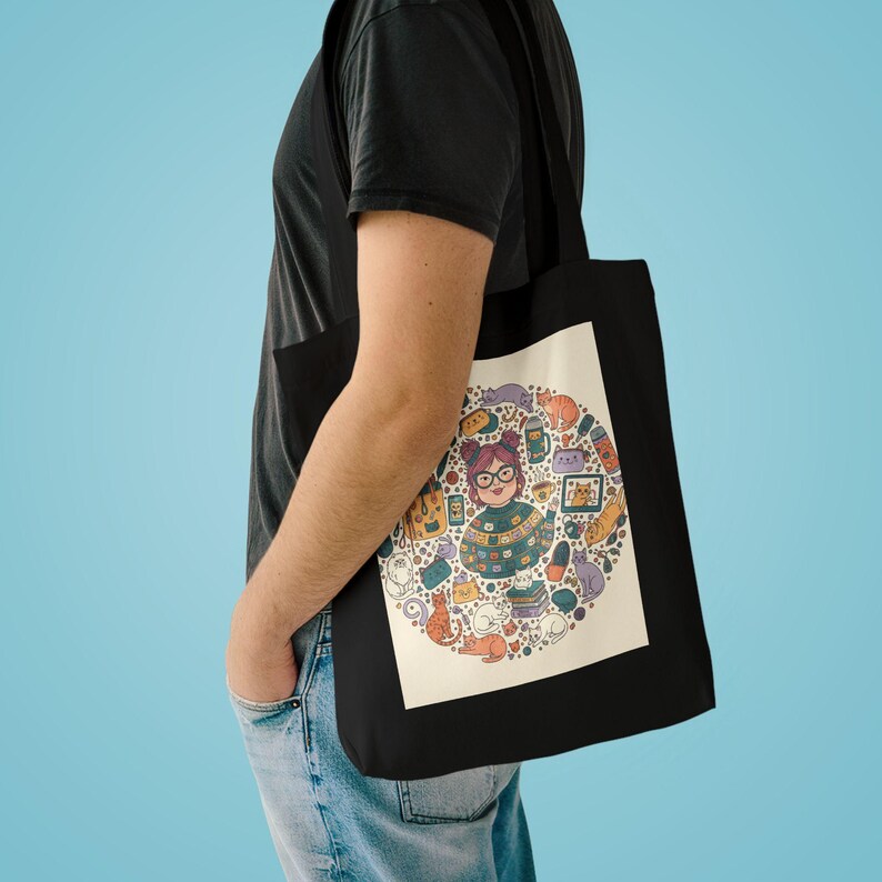 Crazy Cat Lady Tote Bag, Funny Cat Lover Gift, Cat Mom Canvas Bag, Cat Themed Purse bild 3