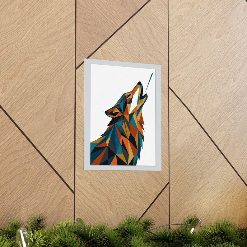Minimalist Geometric Wolf Howling - Poster image 5
