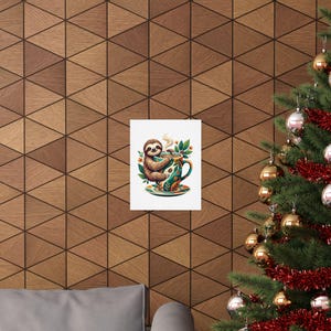 Cute Sloth Hanging On Coffee Cup - Poster zdjęcie 4
