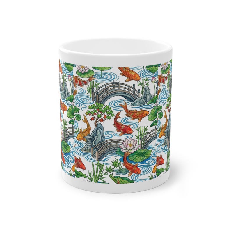 Koi Pond Japanese Garden Watercolor - Mug Bild 1