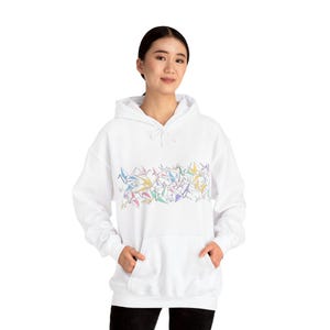 Origami Paper Crane Flock In Pastel - Hoodie image 6