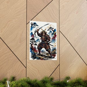Samurai Warrior Ink Wash Painting - Poster afbeelding 5