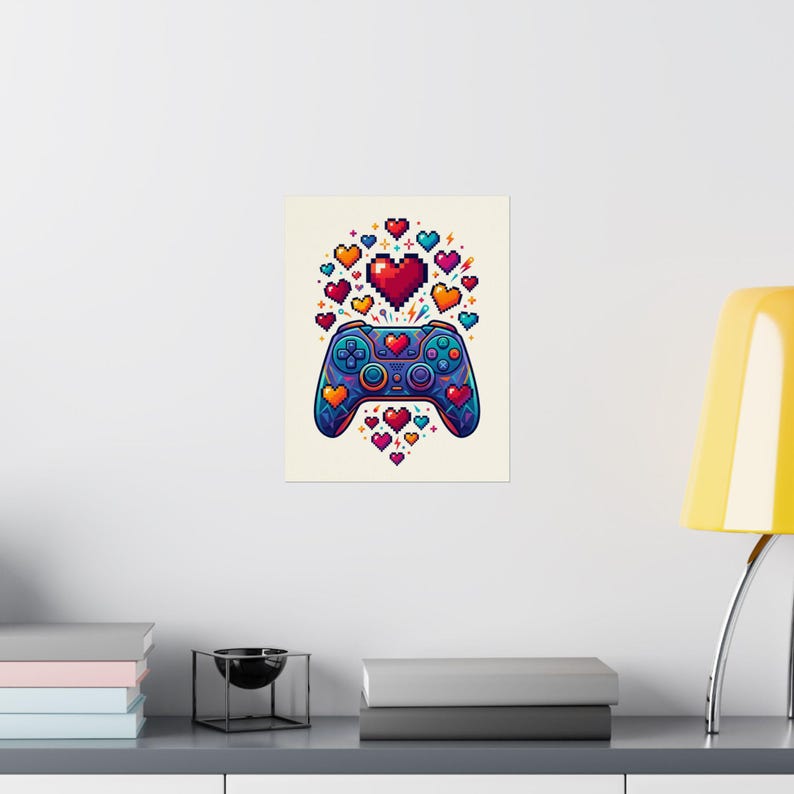 Gamer Controller Pixel Hearts - Poster imagen 8