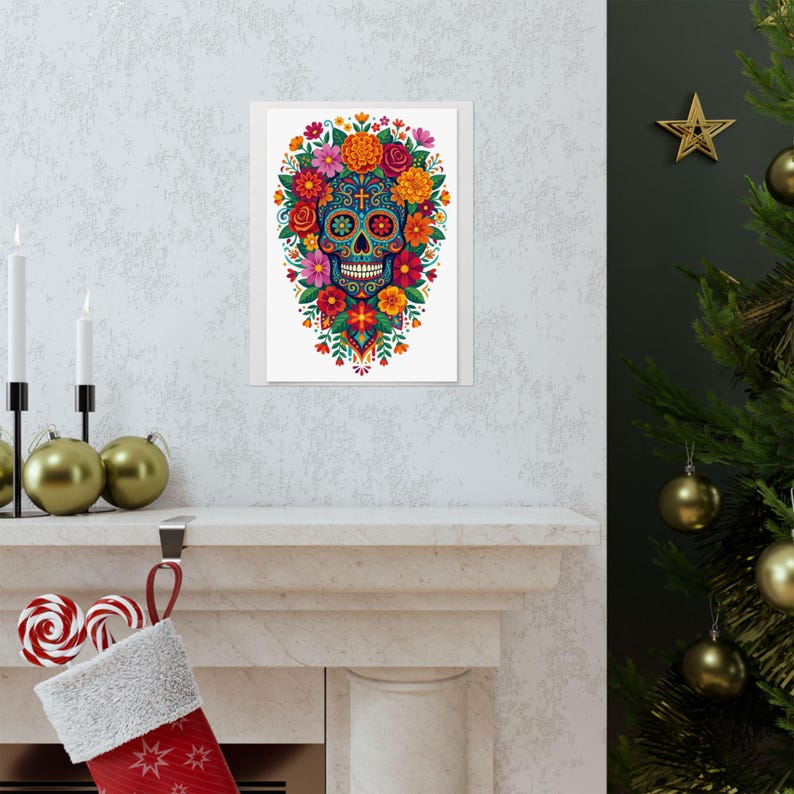 Skull With Flowers Day Of The Dead - Poster image 7