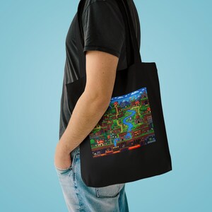 Pixel Art Retro Gaming Landscape - Tote Bag image 3