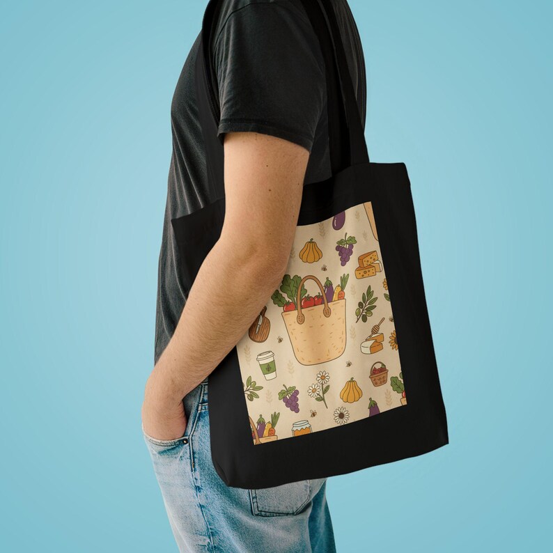 Farmers Market Tote Bag, Canvas Grocery Bag, Reusable Shopping Bag, Farmer Market Vibes, Eco Friendly Gift image 3