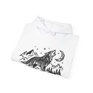 Minimalist Geometric Wolf Howling - Hoodie image 2