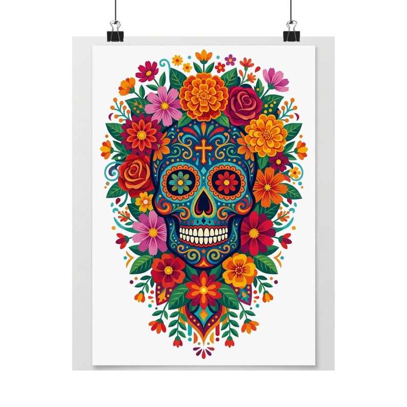 Skull With Flowers Day Of The Dead - Poster image 1