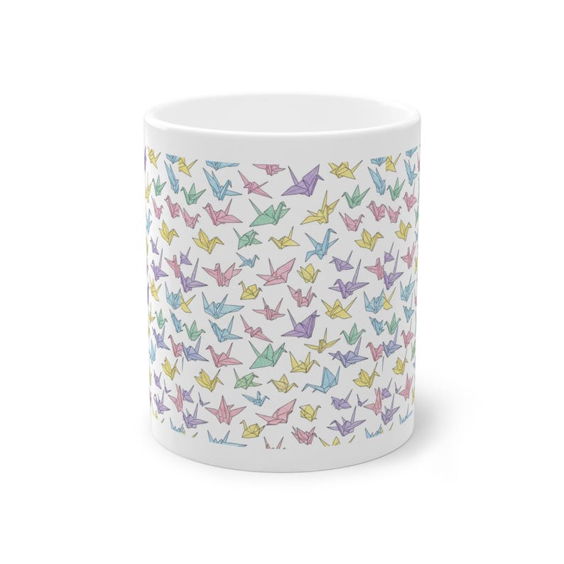 Origami Paper Crane Flock In Pastel - Mug 画像 1