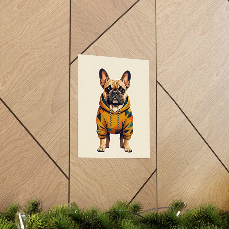French Bulldog Wearing Hoodie - Poster image 5