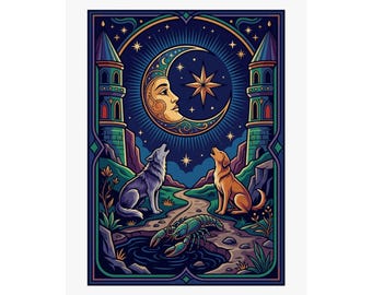Tarot Card The Moon Mystical - Poster