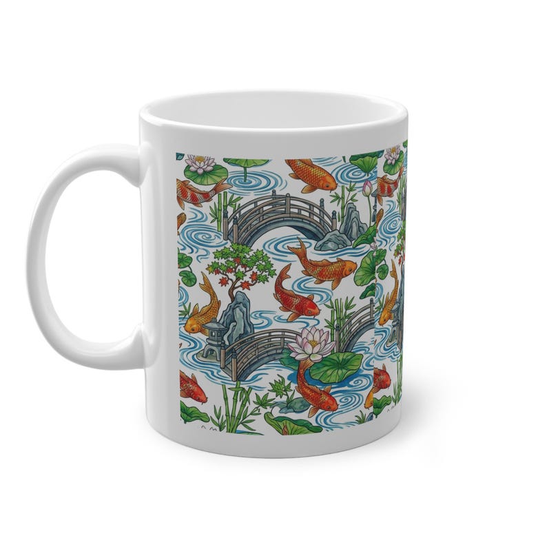 Koi Pond Japanese Garden Watercolor - Mug Bild 2