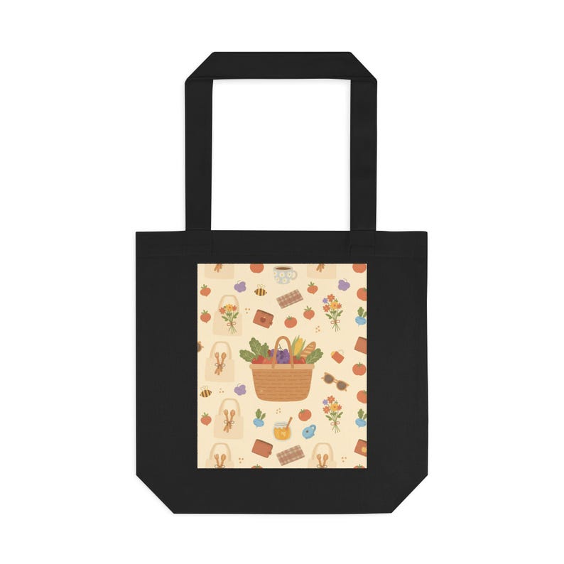 Farmers Market Tote Bag | Canvas Grocery Reusable Shopping Bag | Farmers Market Vibes | Eco-Friendly Produce Bag afbeelding 1