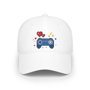 Retro Game Controller Cap Pixel Hearts Stars Gamer Baseball Hat Geek Gift image 1