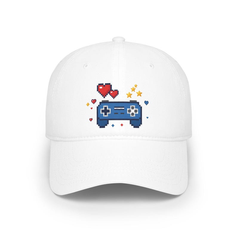 Retro Game Controller Cap Pixel Hearts Stars Gamer Baseball Hat Geek Gift image 1