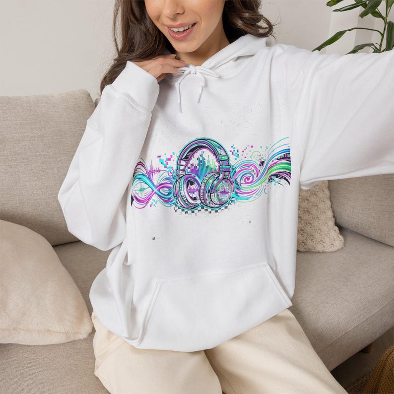 Rave Festival Neon Headphones - Hoodie imagem 5