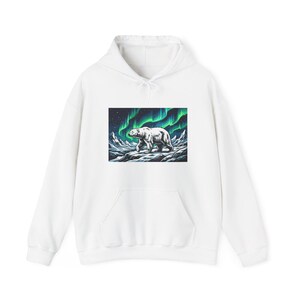 Arctic Polar Bear Under Aurora Borealis - Hoodie image 1
