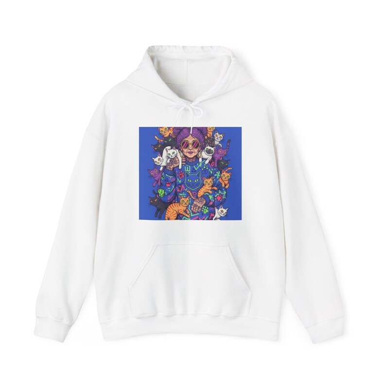Crazy Cat Lady Hoodie - Funny Cat Lover Pullover, Cat Mom Gift, Cute Feline Apparel Sweatshirt afbeelding 1