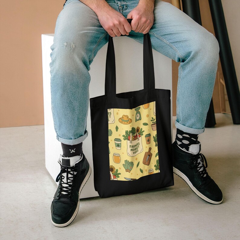 Farmers Market Tote Bag, Canvas Grocery Bag, Reusable Shopping Bag, Vegetable Market Vibes, Eco Friendly Tote bild 5