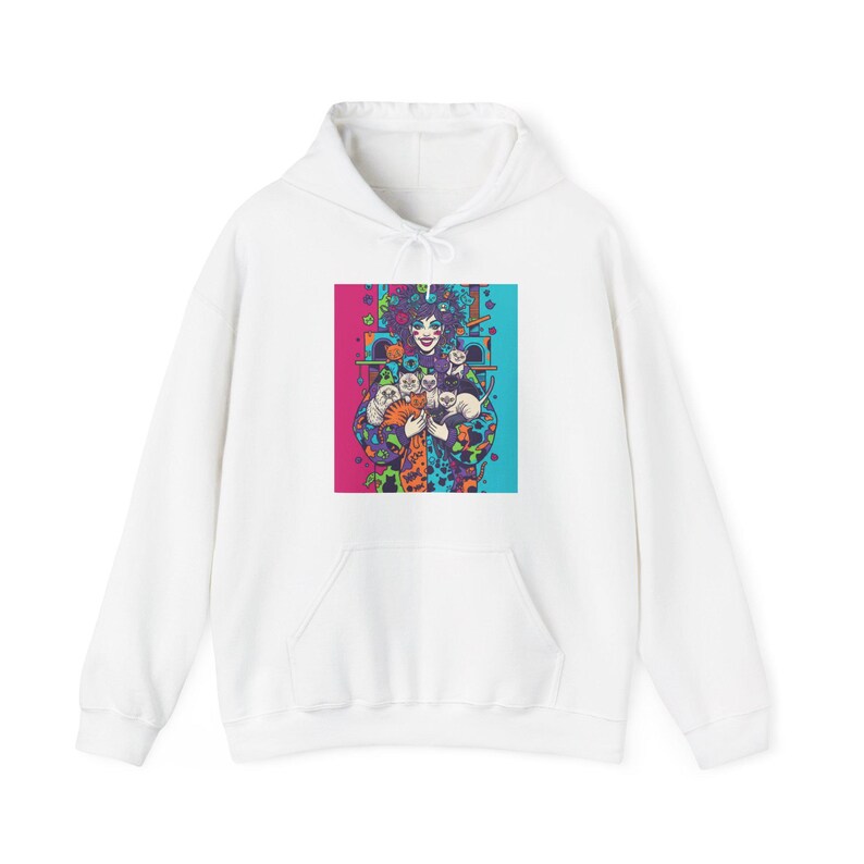 Crazy Cat Lady Hoodie, Cat Lover Pullover, Funny Cat Mom Sweatshirt, Cat Apparel Gift For Cat Lovers, Cute Cat Clothing 画像 1