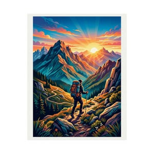 Mountain Sunrise Hiker - Poster Bild 2