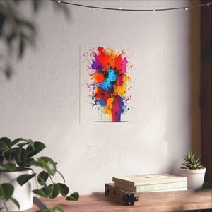 Abstract Color Splash Poster, Vibrant Wall Art, Modern Colorful Print, Neon Aesthetic Decor Bild 6