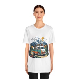 Vintage Travel Camper Van Mountains - Tshirt image 5