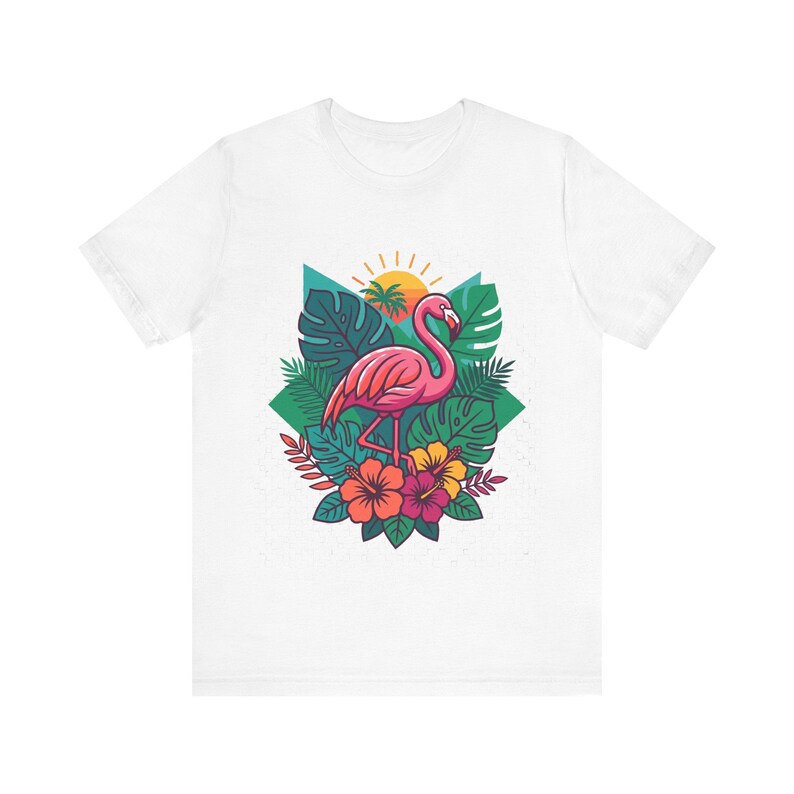 Tropical Flamingo Summer Vibes - Tshirt image 1