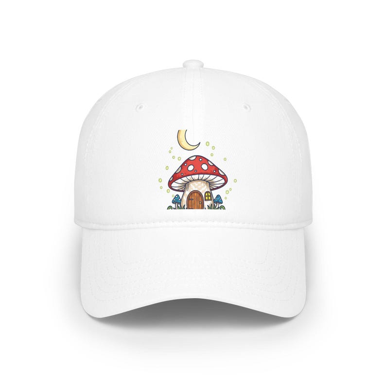 Casquette Baseball Nature Champignon Cottages Lune Croissant Lucioles Forêt Magique Fantaisie Sans Texte Bild 1